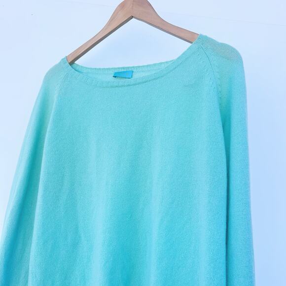 LUIV Firenze Feather Italian Cashmere Sweater Top Long Sleeve Teal Large - Picture 4 of 14